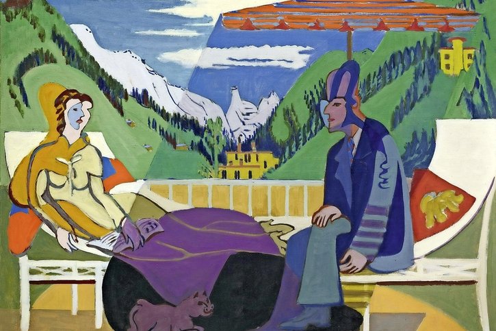 Au début du XXe siècle, Davos doit sa renommée à ses sanatoriums. Ici une Balkonszene (1935) peinte par Ernst Ludwig Kirchner. © Ernst Ludwig Kirchner/Kirchner Museum Davos
